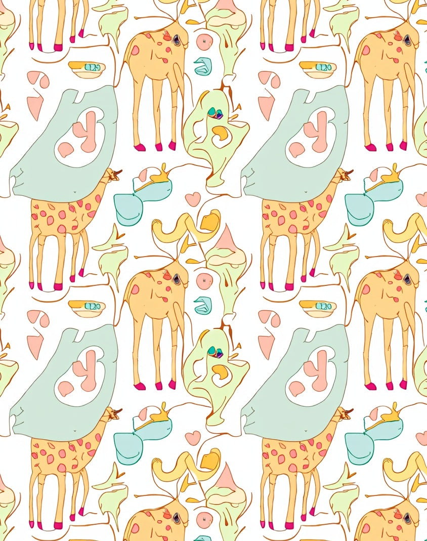 Pastel Giraffe Abstract Collage Rug