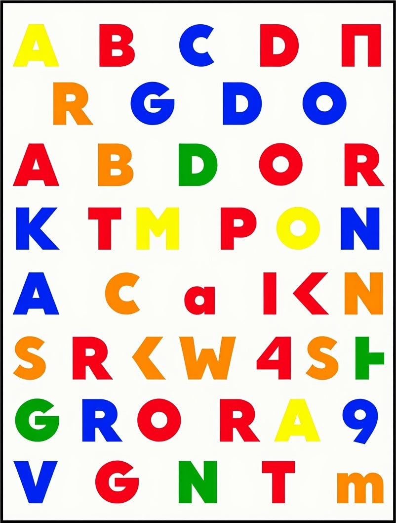 Bold Alphabet Collage Primary Colors Rug