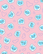 Playful Blue Cloud Cat Faces Rug