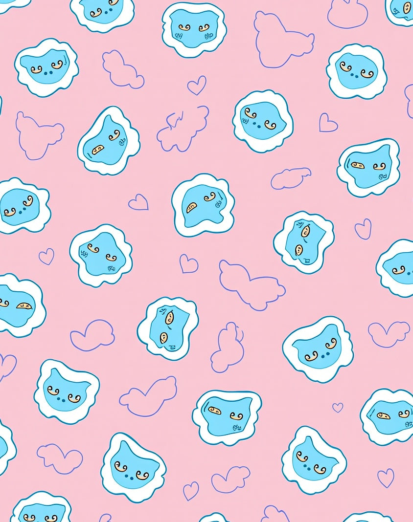 Playful Blue Cloud Cat Faces Rug