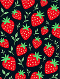 Red Strawberry Garden Black Rug
