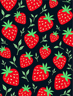 Red Strawberry Garden Black Rug