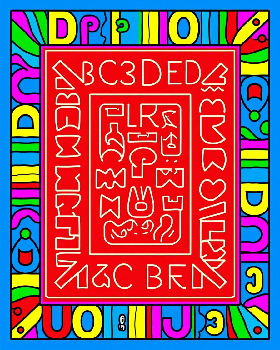 Vibrant Alphabet Border Pop Art Rug