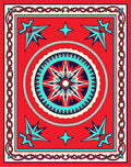 Crimson Nautical Compass Star Rug