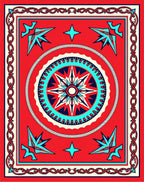 Crimson Nautical Compass Star Rug