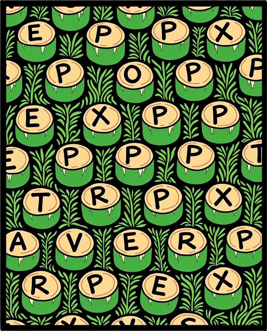 Green Monster Tubs Black Foliage Rug