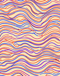 Crimson Blue Wavy Line Abstract Rug