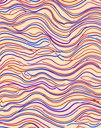 Crimson Blue Wavy Line Abstract Rug