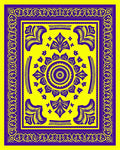 Vibrant Yellow Purple Floral Medallion Rug