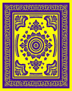 Vibrant Yellow Purple Floral Medallion Rug