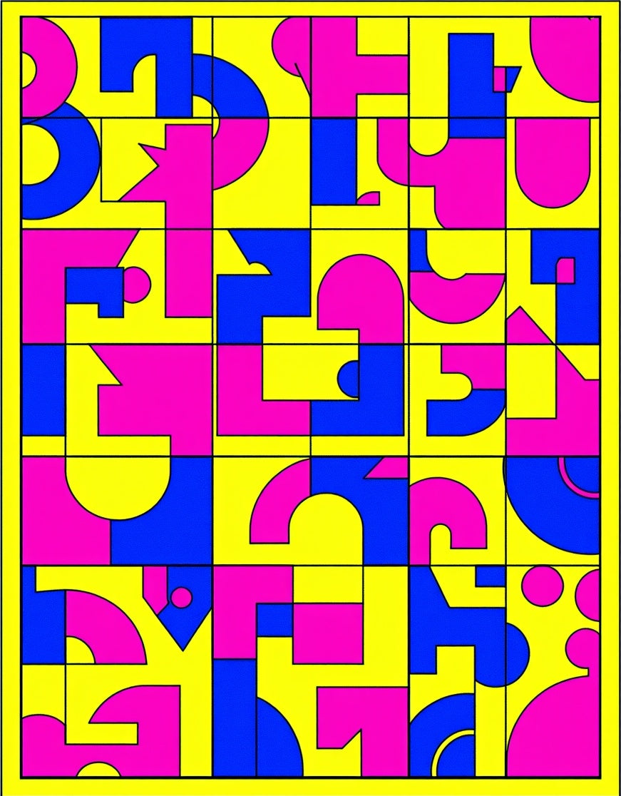 Abstract Geometric Shapes Primary Colors Rug