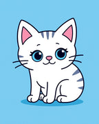 Cute White Kitten Blue Eyes Striped Rug