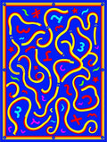 Vibrant Yellow Red Blue Abstract Shapes Rug