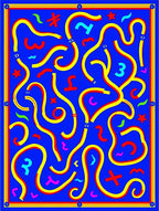 Vibrant Yellow Red Blue Abstract Shapes Rug
