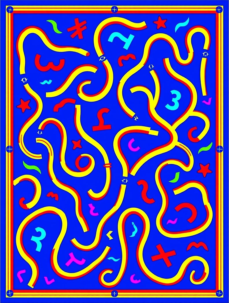 Vibrant Yellow Red Blue Abstract Shapes Rug