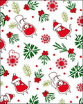Festive Red Christmas Character Holly Snowflakes Rug