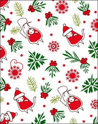 Festive Red Christmas Character Holly Snowflakes Rug