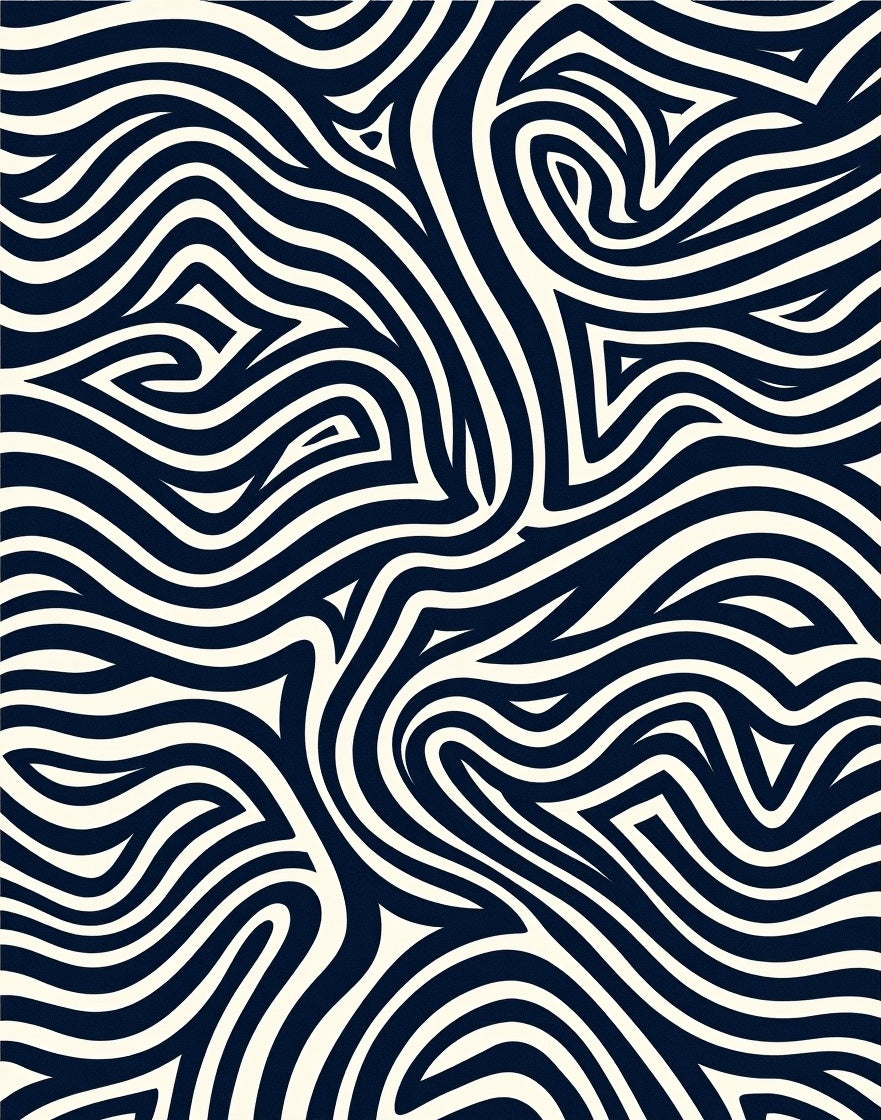 Navy Ivory Organic Swirl Rug