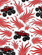 Red Monster Truck Fire Burst Rug