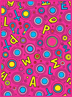 Vibrant Pink Alphabet Circle Collage Rug
