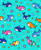 Playful Dolphins Colorful Bubbles Stars Rug