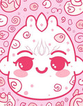 Cute Pink Kawaii Swirls Character Rug