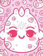 Cute Pink Kawaii Swirls Character Rug
