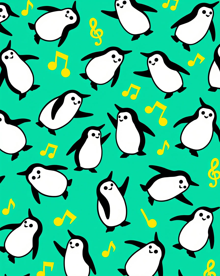 Playful Penguin Music Mix Rug