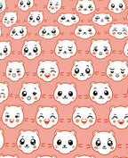 Cute White Bear Faces Coral Background Rug