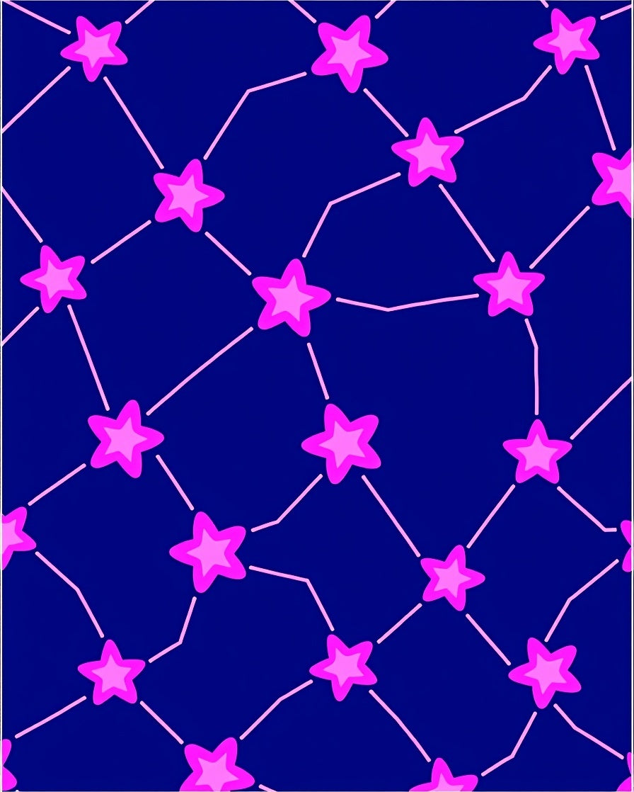 Pink Star Constellation on Deep Blue Background Rug