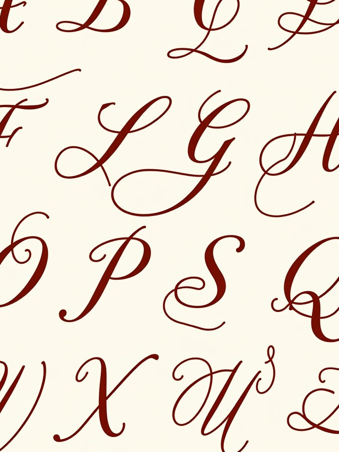 Crimson Script Alphabet Collage Rug