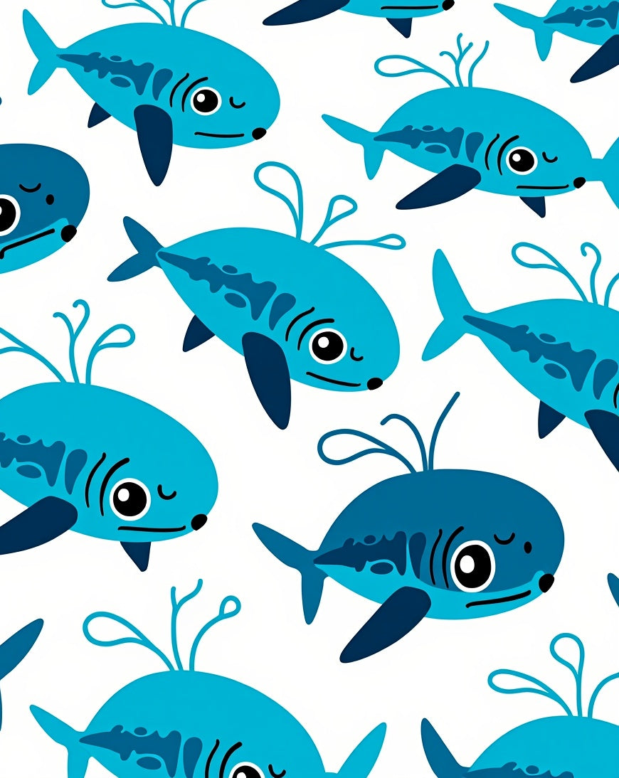 Playful Blue Baby Shark Repeat Rug