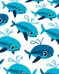 Playful Blue Baby Shark Repeat Rug
