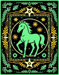 Emerald Horse Celestial Frame Rug