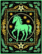 Emerald Horse Celestial Frame Rug