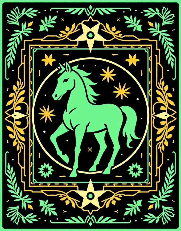 Emerald Horse Celestial Frame Rug