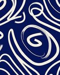 Indigo Swirl Cream Abstract Ribbons Rug