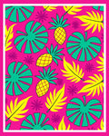 Vibrant Pink Pineapple Tropical Foliage Rug
