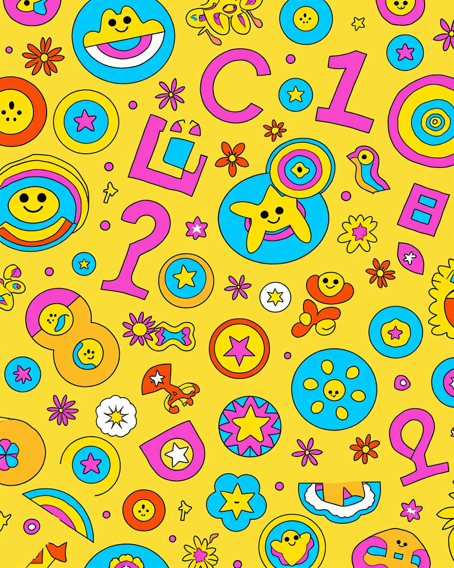 Vibrant Retro Cartoon Star Flowers Rug