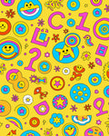 Vibrant Retro Cartoon Star Flowers Rug