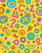 Vibrant Retro Cartoon Star Flowers Rug