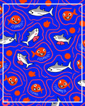 Playful Sharks and Fish Underwater Scene Rug