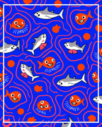 Playful Sharks and Fish Underwater Scene Rug