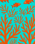 Bright Orange Coral Fish Reef Rug