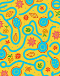Yellow Abstract Floral Maze Rug