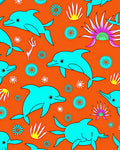 Aqua Dolphins and Coral Garden Rug