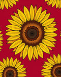 Golden Sunflower Medallion Red Background Rug