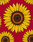 Golden Sunflower Medallion Red Background Rug