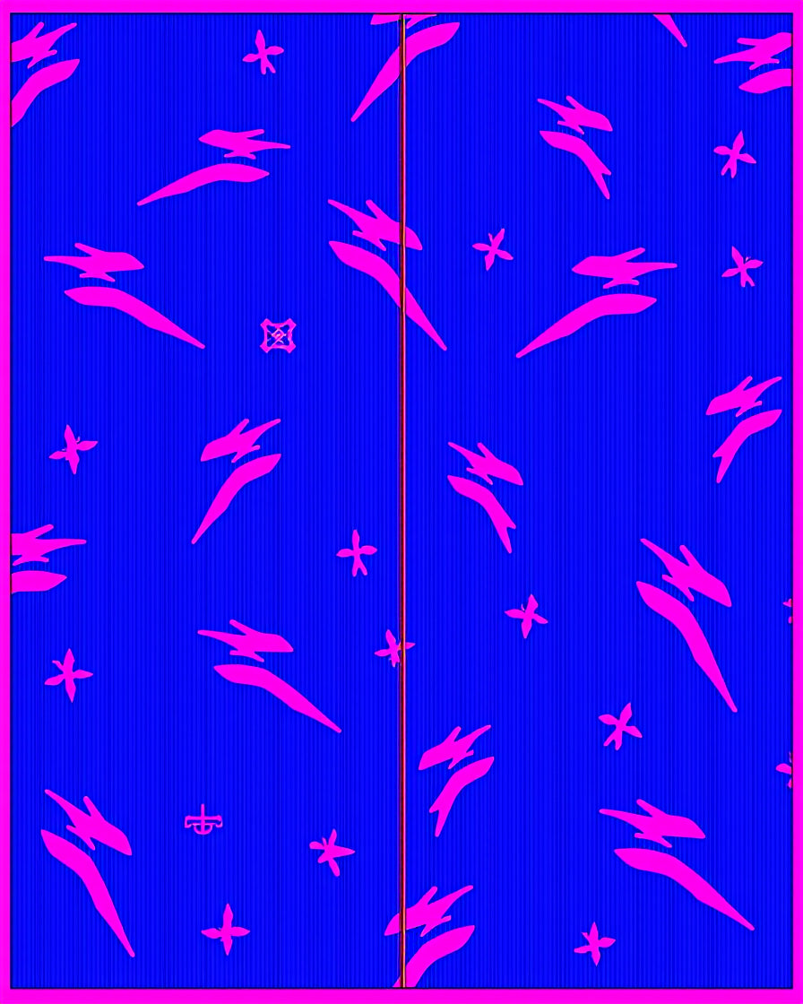 Electric Blue Pink Abstract Brushstrokes Rug