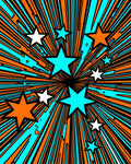 Explosion Starburst Orange Cyan Rug